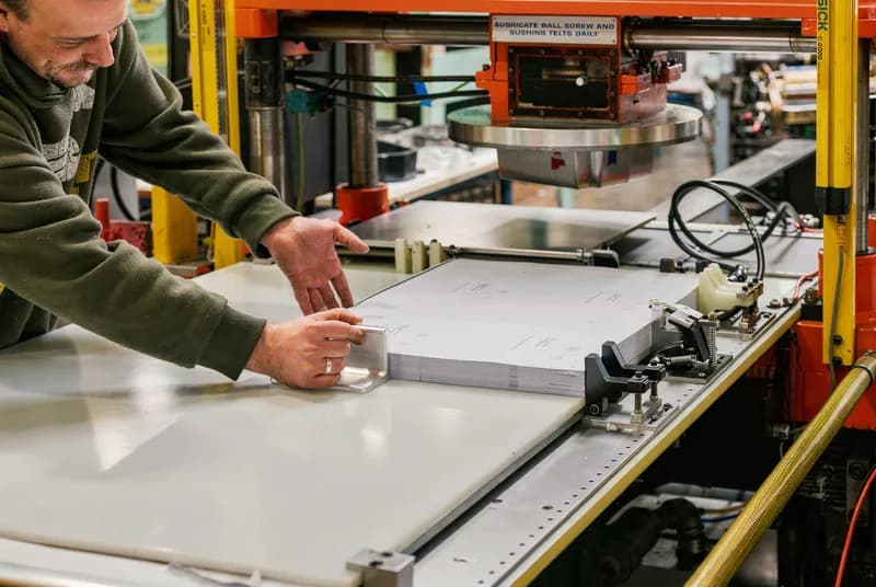 Gateway Envelope team member inspecting quality